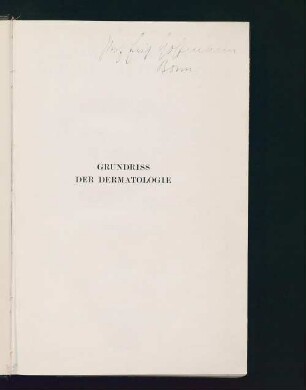 Grundriss der Dermatologie