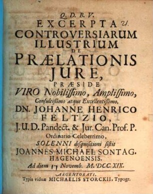 Excerpta controversiarum illustrium de praelationis iure