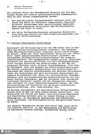 2. Diktat Ökonomie
