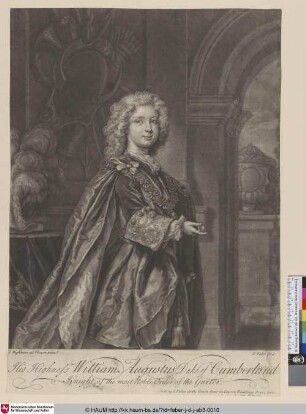 His Highness William Augustus Duke of Cumberland Knight of the most noble Order of the Garter. [William Augustus Herzog von Cumberland; William Duke of Cumberland]