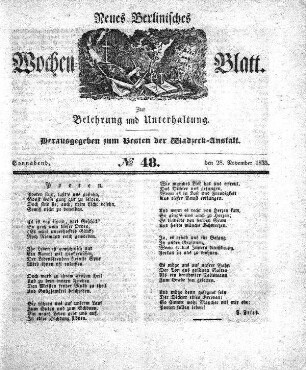 No. 48, Sonnabend, den 28.November 1835
