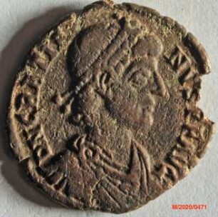 Römische Münze, Nominal Maiorina, Prägeherr Gratian, Prägeort Aquileia, Original