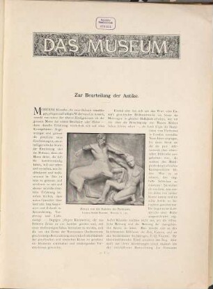 Das Museum : eine Anleitung zum Genuß d. Werke bildender Kunst. 2. 1897