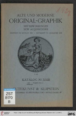 Nr. 23: Katalog / Gutekunst & Klipstein