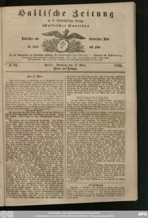 Hallische Zeitung, tText-/Bildverlust durch beschnittene Seite.