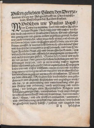Unsern geliebten Sünen/ den Dreyzehenden Orten der Aydgnoschafft im Oberdeudschland/ Beschützern der Kirchen freyheit.