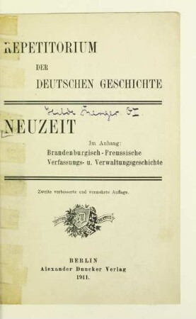 2: Neuzeit : im Anhang: Brandenburgisch-Preussische Verfassungs- u. Verwaltungsgeschichte