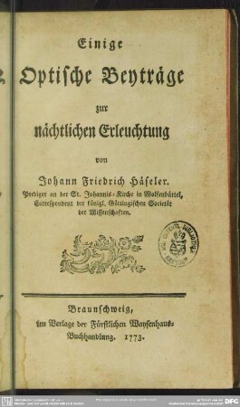 Einige Optische Beyträge zur nächtlichen Erleuchtung