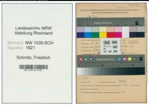 Entnazifizierung Friedrich Schmitz , geb. 31.05.1892 (Bergmann)