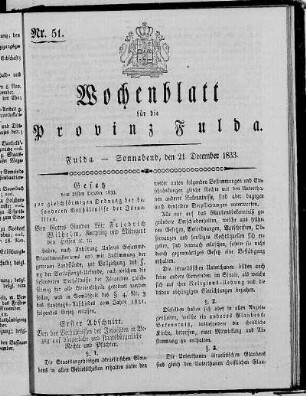Nr. 51, Ausgabe vom 21. Dezember 1833