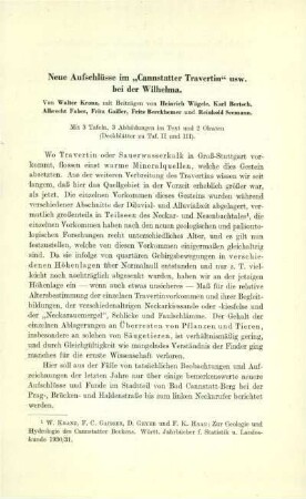 Neue Aufschlüsse im "Cannstatter Travertin" usw. bei der Wilhelma