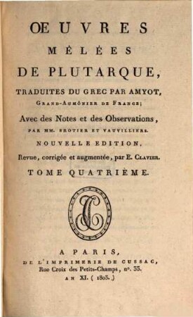 Oeuvres mêlées de Plutarque, 4