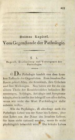 Drittes Kapitel. Vom Gegenstande der Pathologie