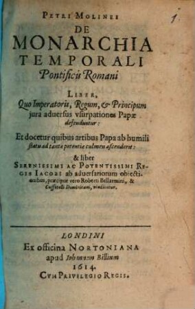 De Monarchia temporali Pontificis Romani Liber