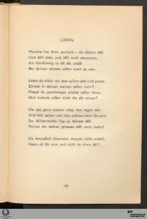 CXXXV: Manche hat ihren wunsch – du deinen Will