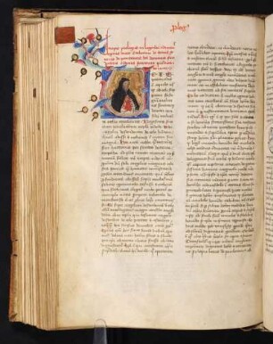 Historisierte Initiale: Hl. Katharina von Siena mit Buch