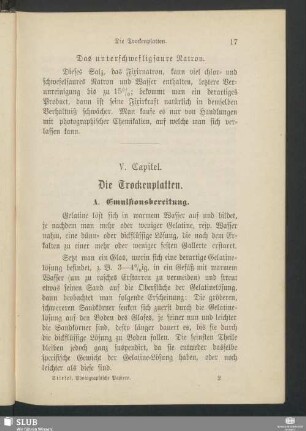 V. Capitel. Die Trockenplatten