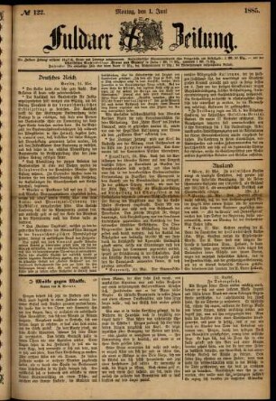 Ausgabe vom Montag, den 01. Juni 1885.