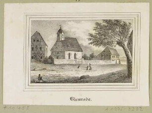 Die Kirche in Blumroda bei Borna, südlich von Leipzig (dem Braunkohletagebau zum Opfer gefallen), aus Sachsens Kirchen-Galerie von Hermann Schmidt, Bd. 6, 1841