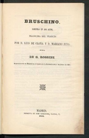Bruschino : zarzuela en dos actos