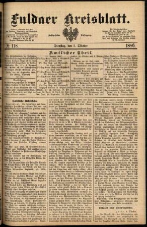 Ausgabe vom Dienstag, den 05. Oktober 1886.