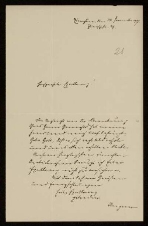 28: Brief von Karl von Unzer an Gottlieb Planck, München, 14.11.1907