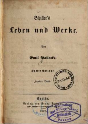 Schiller's Leben und Werke, 2