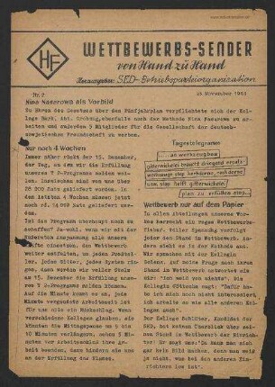 Wettbewerbs-Sender' Nr.2/1951', Nr.2/1951 (23. November 1951)