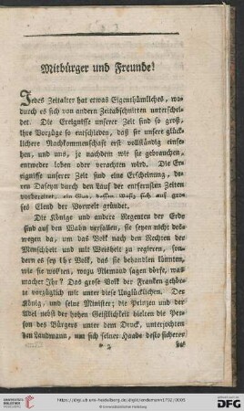 Mitbürger und Freunde!