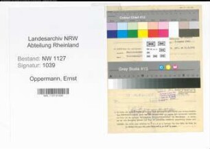 Entnazifizierung Ernst Oppermann , geb. 11.02.1895 (Vollziehungsbeamter)