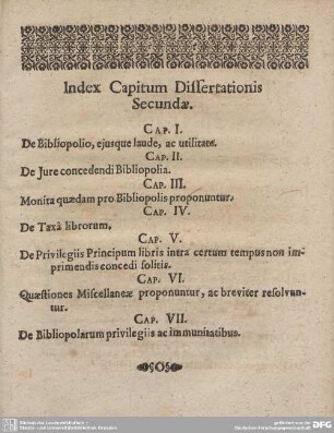 Index Capitum Dissertationis Secundae.