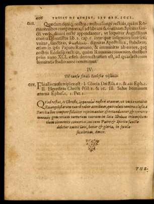 IV. De causa finali Ecclesiae visibilis.