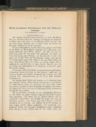 Einige geologische Bemerkungen über den Bismarck Archipel.