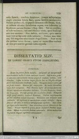 Dissertatio XLIV. De Labore Graeci Studii Emolliendo