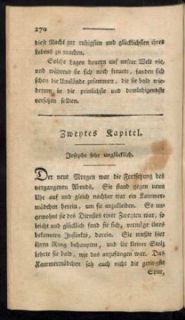 Zweytes Kapitel. Josephe sehr unglücklich.