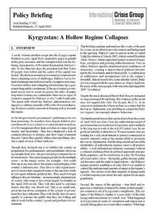 Kyrgyzstan : a hollow regime collapses