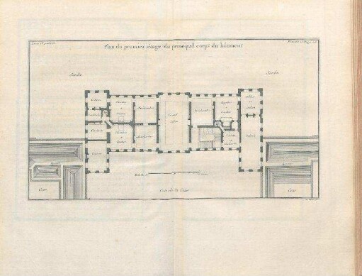Plan du premier étage du principal corps du bâtiment
