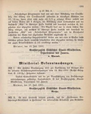 83. Ministerial-Bekanntmachung, betreffend die Zulassung der Heilbronner Versicherungs-Gesellschaft in Heilbronn zum Geschäftsbetrieb im Großherzogthum