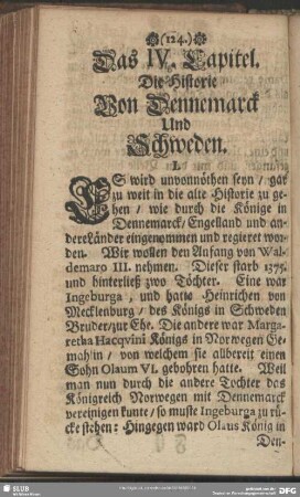 Das IV. [i.e. V.] Capitel. Die Historie Von Engelland