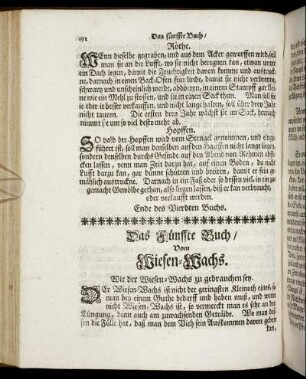 Das Fünffte Buch / Vom Wiesen-Wachs.
