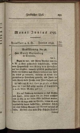 Monat Junius 1798.