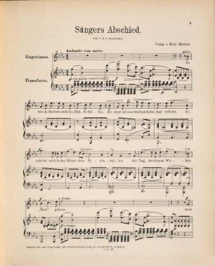 Sängers Abschied : Lied für eine Singstimme mit Pianofortebegleitung ; Gedicht von Ernst von Destouches