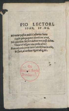 Pio Lectori.