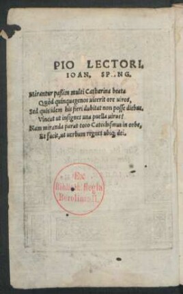 Pio Lectori.