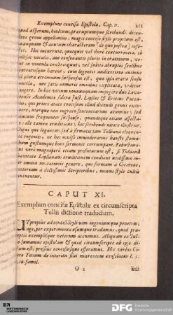 Caput XI. Exemplum concisæ Epistolæ ex circumscripta Tullii dictione traductum