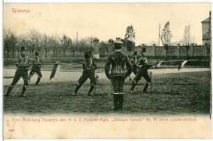 Grimma. Königlich Sächsisches 2. Husaren-Regiment Königin Carola Nr. 19. Abteilung beim Lanzenfechten