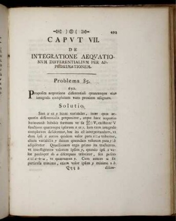 Caput VII. De Integratione aequationum differentialium per approximationem.