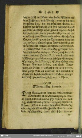XXVIII. Mineralische Panacée