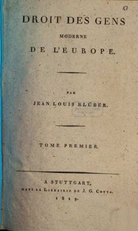 Droit des gens moderne de l'Europe, 1