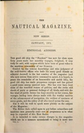 Nautical magazine : a magazine for those interested in ships and the sea. 40. 1871